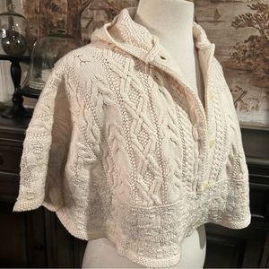 Polo Ralph Lauren Hooded Cape Cable Knit Metallic snowflakes Cream Color size 4